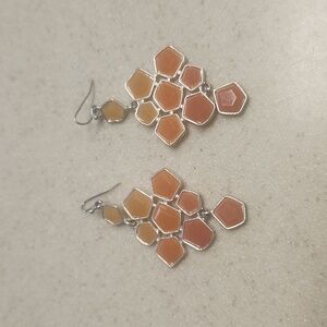 Orange/Silver Drop Earrings, GUC